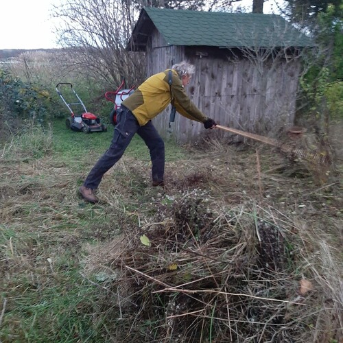 Thomas beim zusammenrechen, Foto: Auring